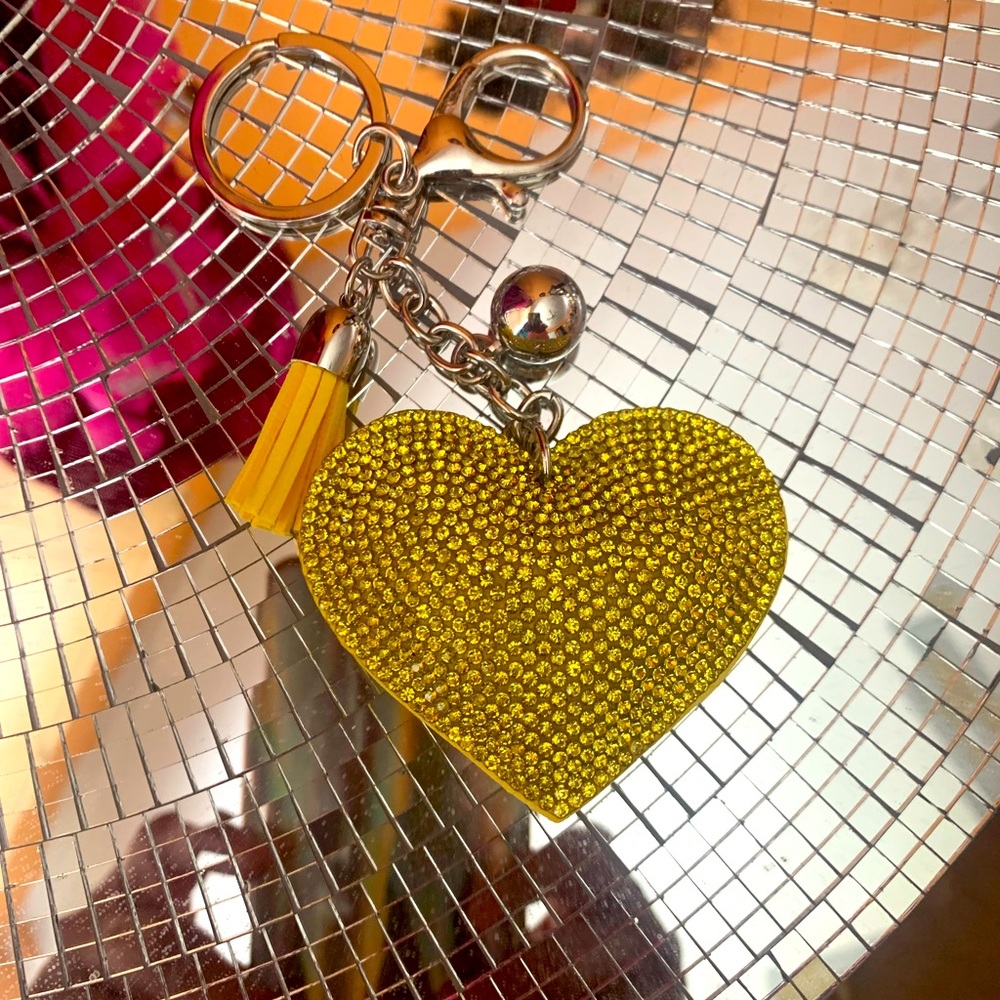 Yellow rhinestone keychain new. - Picture 3 of 3
